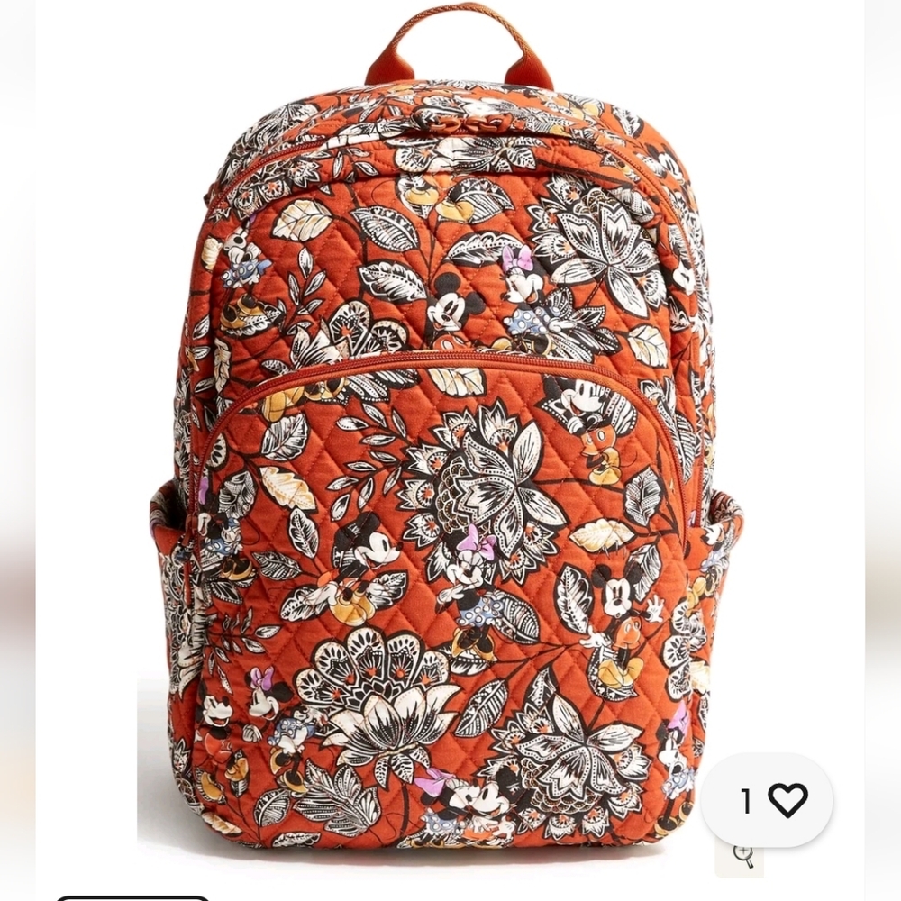 Vera Bradley Disney large backpack Mickey & Minnie's Flirty Floral Potters Clay